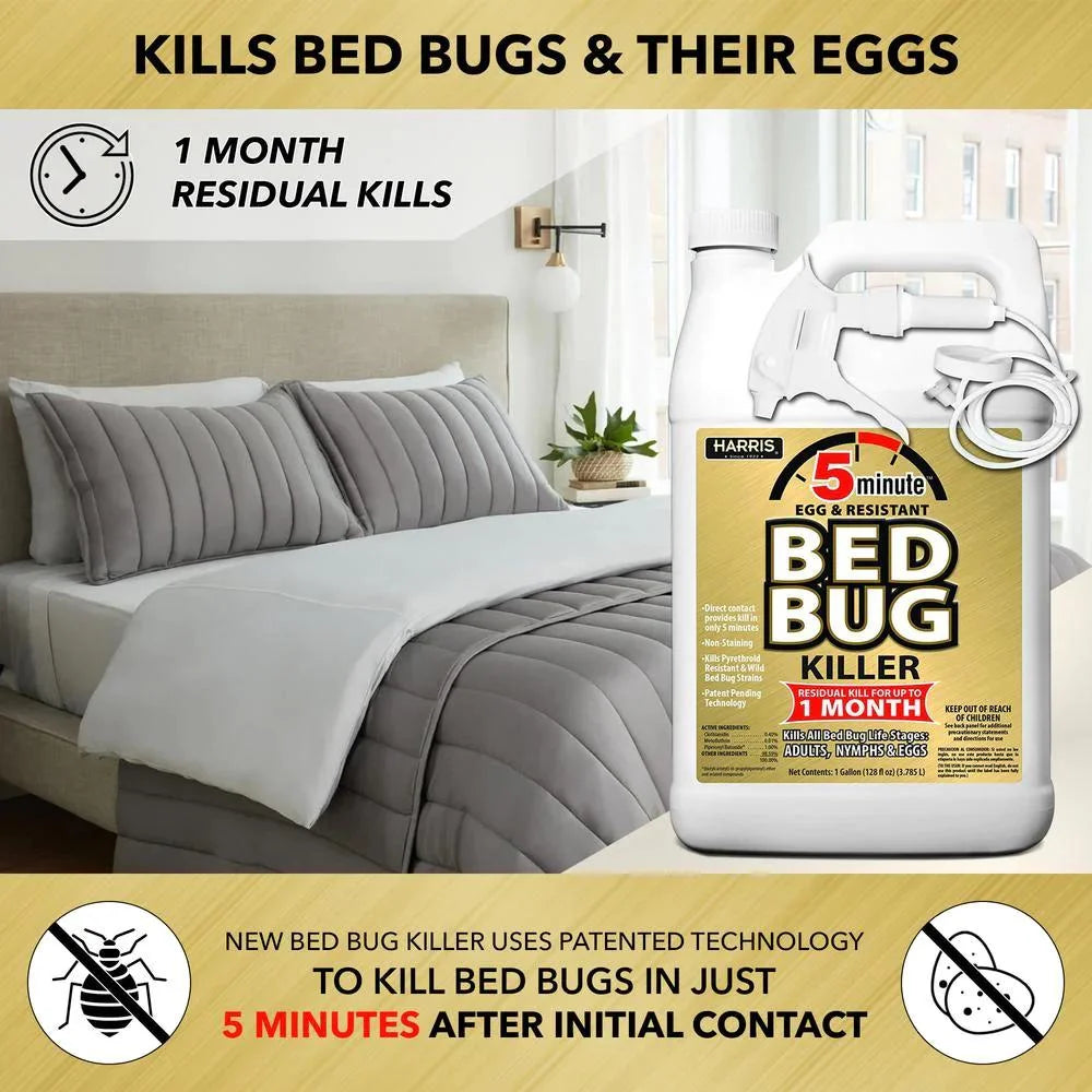 2026 Harris 5 Minute Egg Kill and Resistant Bed Bug Killer 1 Gallon with Trigger Spray