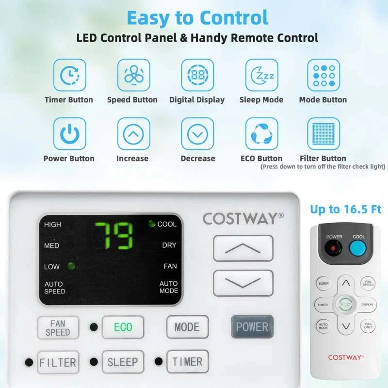 2026 NewQuiet window air conditioner with 10,000 BTU, remote control, Eco mode, Energy Star certified, 3-in-1 unit with dehumidifier