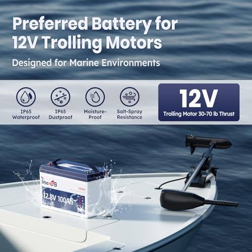 2026 12V 100Ah TM LiFePO4 Marine Battery with Low-Temp Protection, 100A BMS, 15000+ Cycles – Lithium Iron Phosphate Battery for Trolling Motors, Yacht, Boats, RVs, Camping and Off-Grid Power 1 Pack