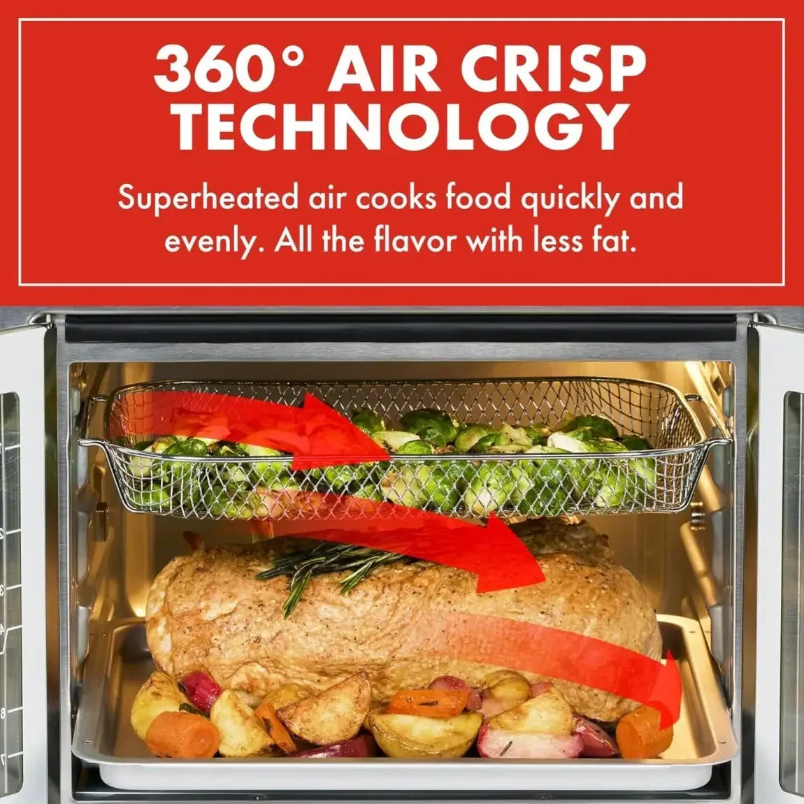 2026 26-Qt. Extra-Large Air Fryer Convection Toaster Oven with French Doors, Stainless Steel
