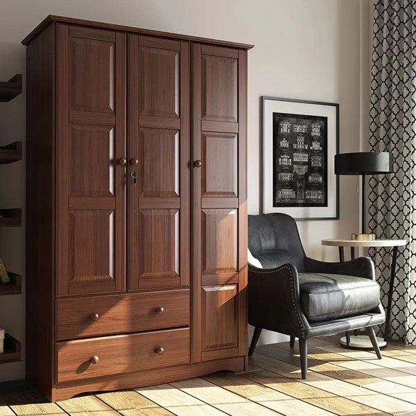 2026 100% Solid Wood Grand Wardrobe Armoire - Mocha