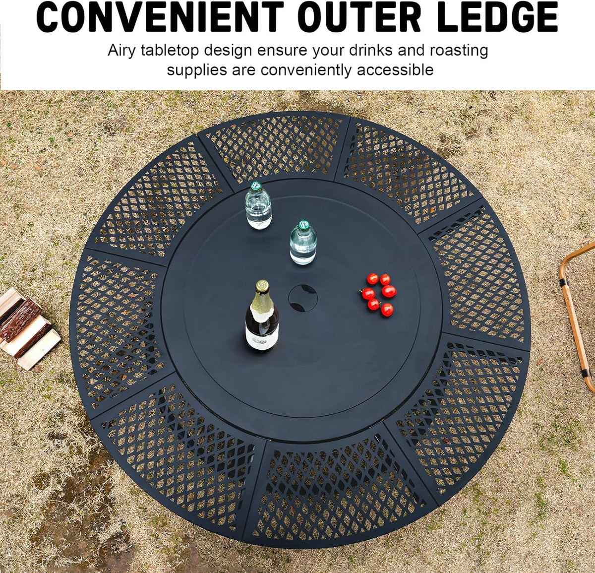 2026 47 Inch Fire Pit with 2 Grills, Outdoor Extra Large Firepits for Outside, Wood Burning Fireplace for Camping,Picnic,Bonfire, 3-in-1 Round Metal Table with Lid for Backyard,Patio,Party