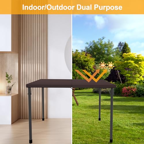 2026 34" Folding Table, Portable Square Folding Card Table with Collapsible Legs & Carrying Handle, Plastic Tables for Camping,Picnic, Office, Party, White