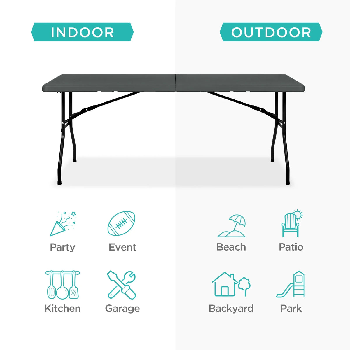 2026 NewBest Choice Products 6ft Plastic Folding Table, Indoor Outdoor Heavy Duty Portable w/ Handle, Lock - White