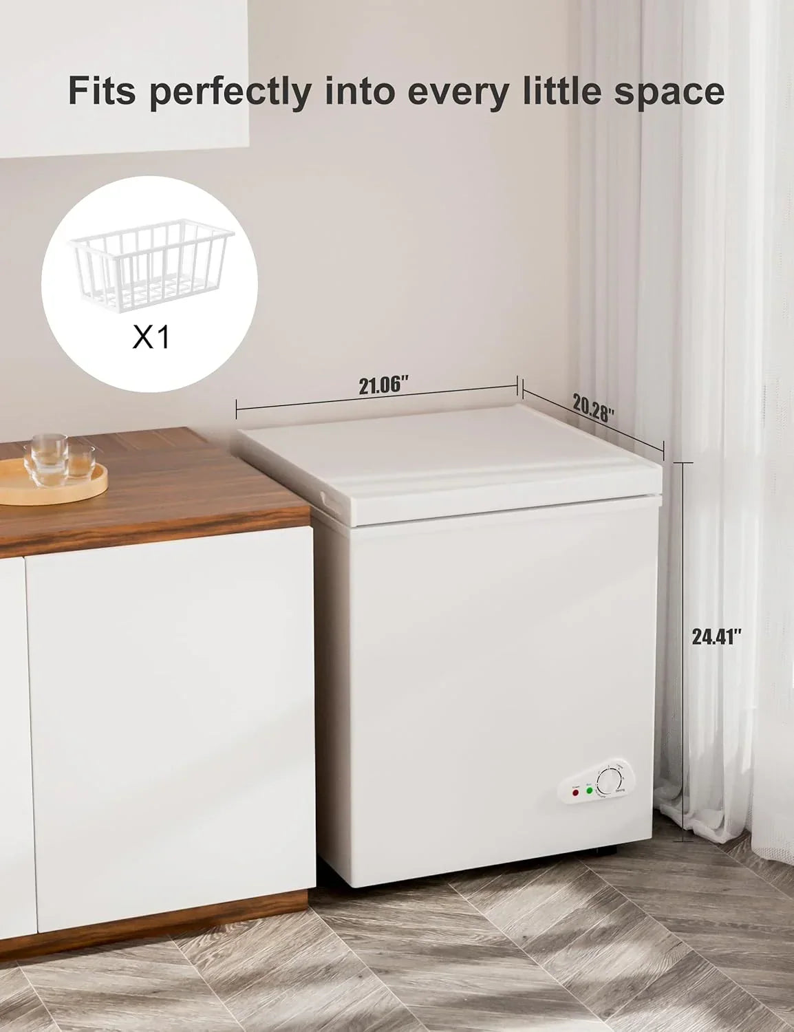 2026 7.0 Cu Ft Chest Freezer - Energy Efficient & Quiet Mini Freezer with Adjustable Thermostat - Compact Deep Freezer for Home, Apartment, and Garage - Removable Basket & Defrost Drain