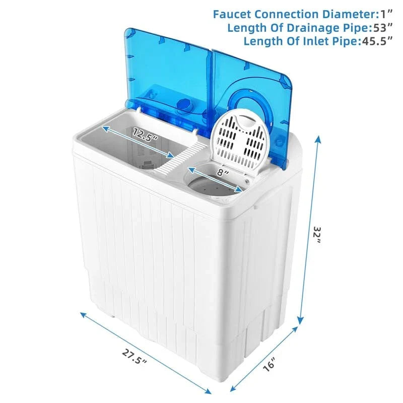 2026 26 LBS 2-in-1 Portable Washing Machine with Drain Pump, Twin Tub Top Load Washer Dryer Combo for RV Dorm