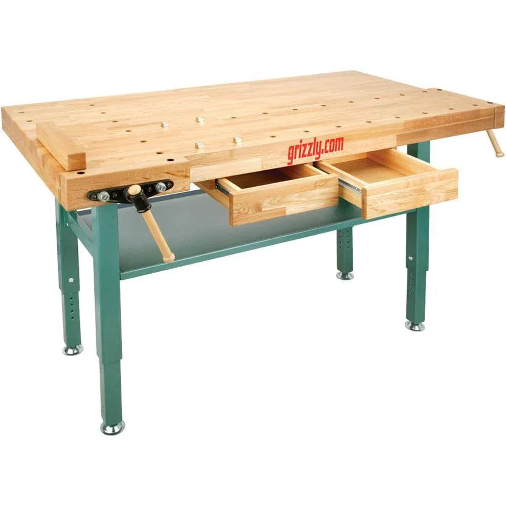 2026 T10157 - Heavy-Duty Oak Workbench with Steel Legs