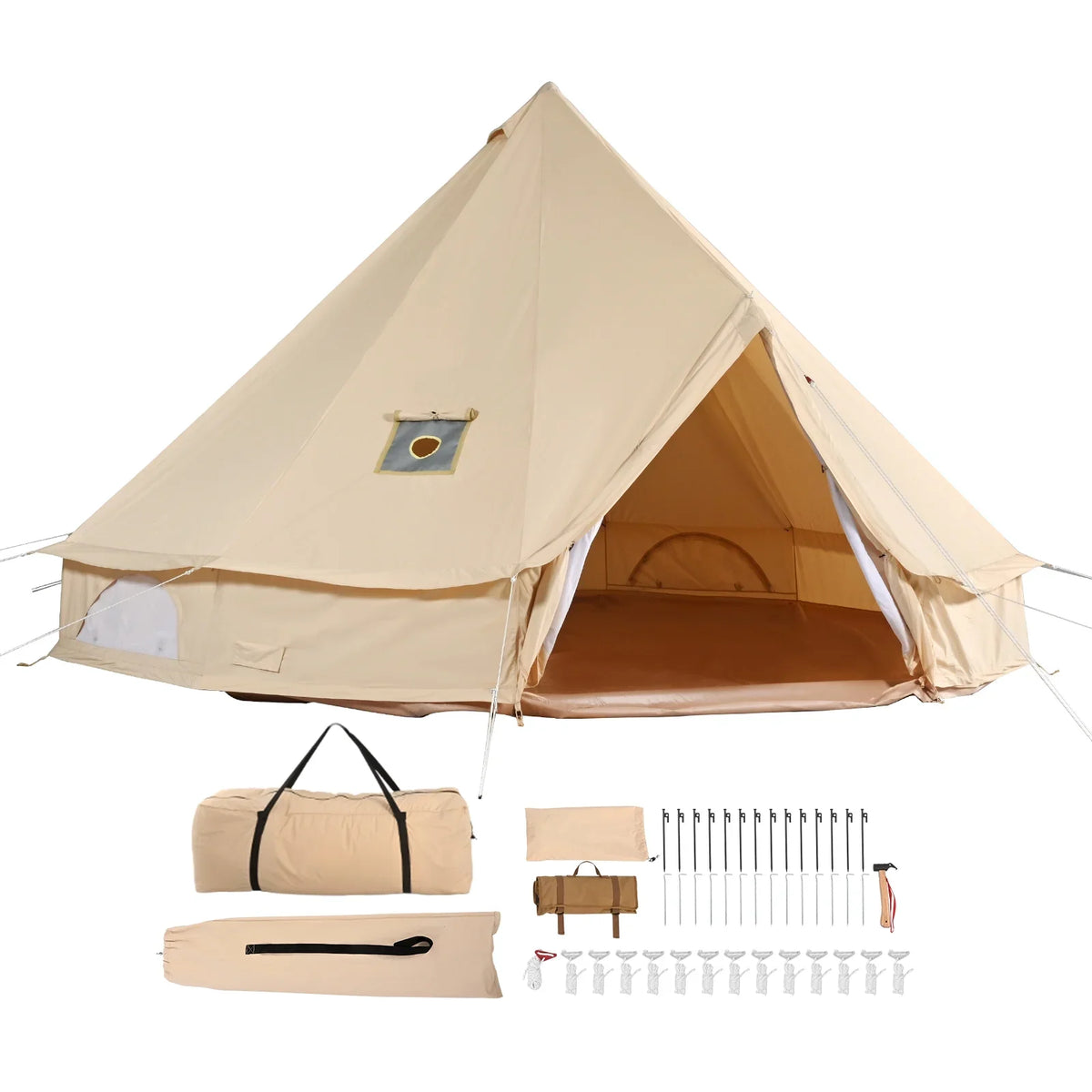 2026 NewKFFKFF Canvas Bell Tent 6m/19.68ft 4-Season Camping Yurt Tent with Stove Jack