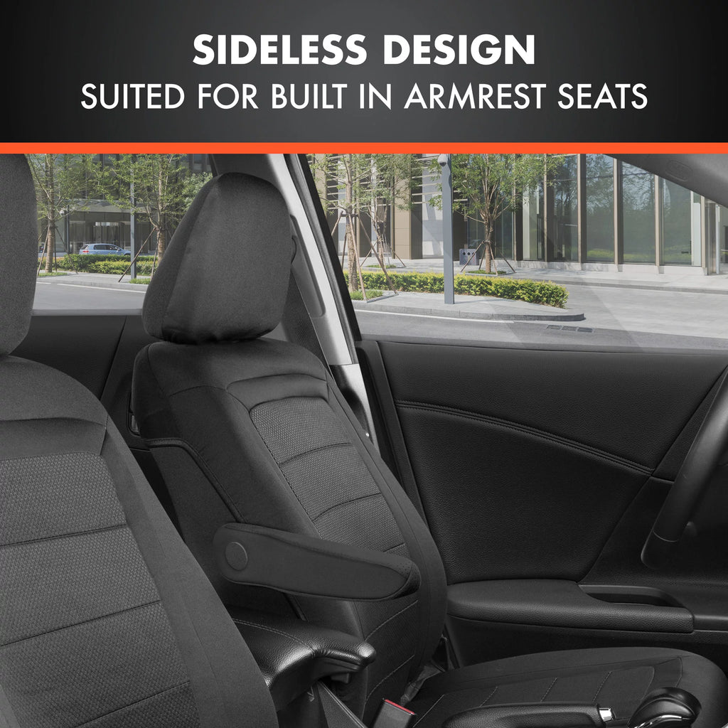 2026 BDK Advanced Performance Car Seat Covers - Instant Install Sideless Front Seat Protector Pair - Modern Honeycomb Accent Black