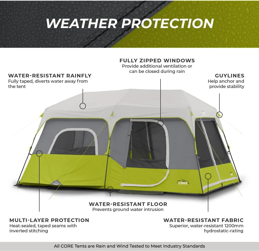 2026 9 Person Instant Cabin Tent - 14' x 9', Green (40008)