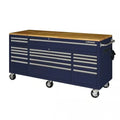 2026 72 in. 18-Drawer Mobile Workbench with Solid Wood Top in Gloss Blue