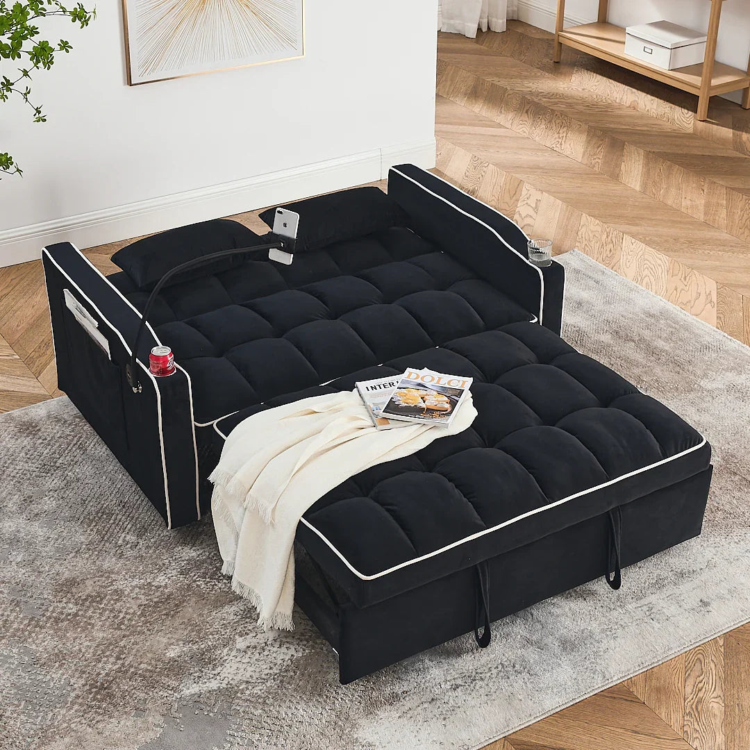 2026 Fashionable modern and multi-functional foldable velvet sofa bed