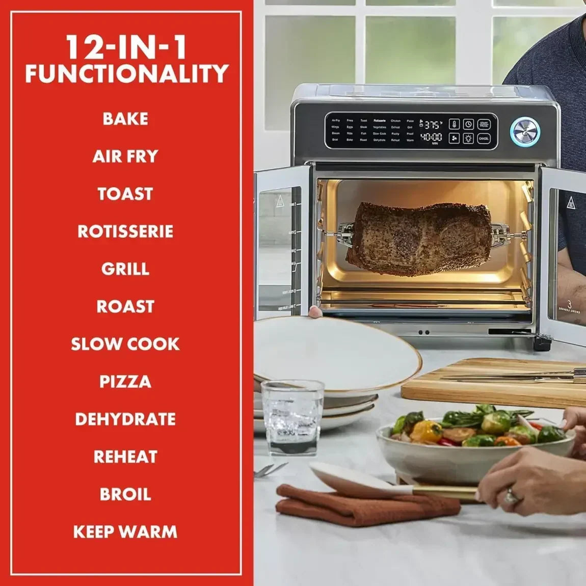 2026 26-Qt. Extra-Large Air Fryer Convection Toaster Oven with French Doors, Stainless Steel