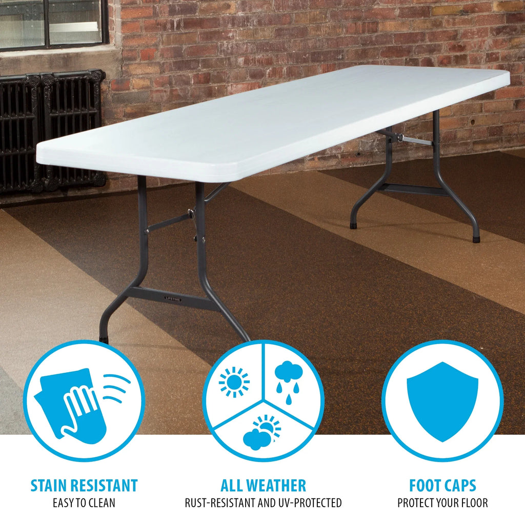 2026 NewLifetime 8-Foot Commercial Grade Folding Table, White Granite (22980)
