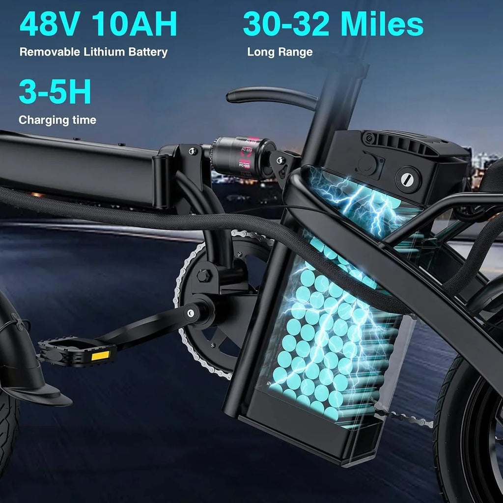 2026 NewElectric bicycle for adults and teenagers, foldable e-bike for commuters and city use, foldable e-bike motor 48V 24MPH