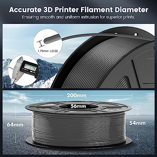 2026 SUNLU 4kg PLA 3D Printer Filament Bundle, Neatly Wound PLA Filament 1.75mm ±0.02mm, Individually Vacuum Packed, 4kg in Total, 1kg per Spool, 4 Pack, 4000g, 4Black
