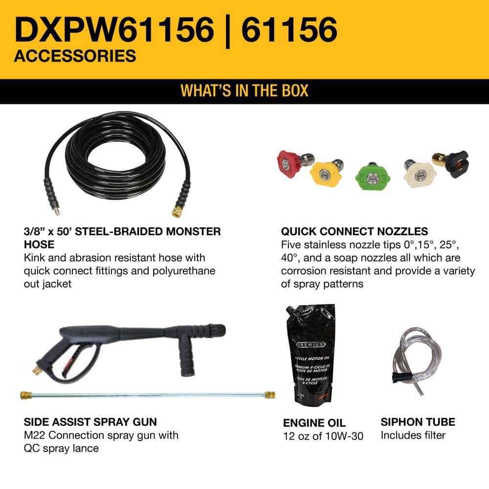 2026 4400 PSI 4.0 GPM Gas Cold Water Pressure Washer with 420cc Engine DXPW61156