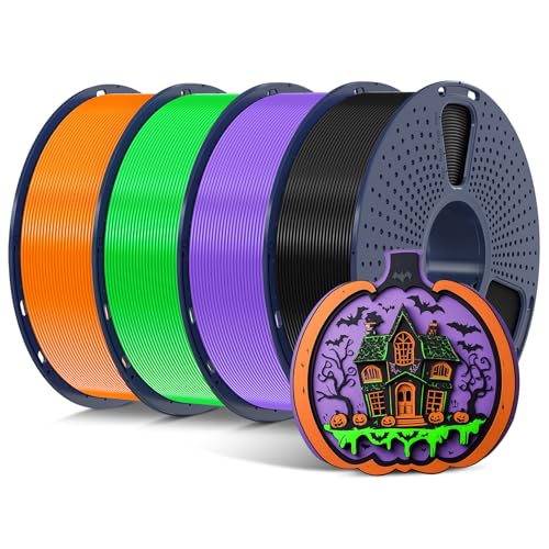 2026 SUNLU 4kg PLA 3D Printer Filament Bundle, Neatly Wound PLA Filament 1.75mm ±0.02mm, Individually Vacuum Packed, 4kg in Total, 1kg per Spool, 4 Pack, 4000g, 4Black