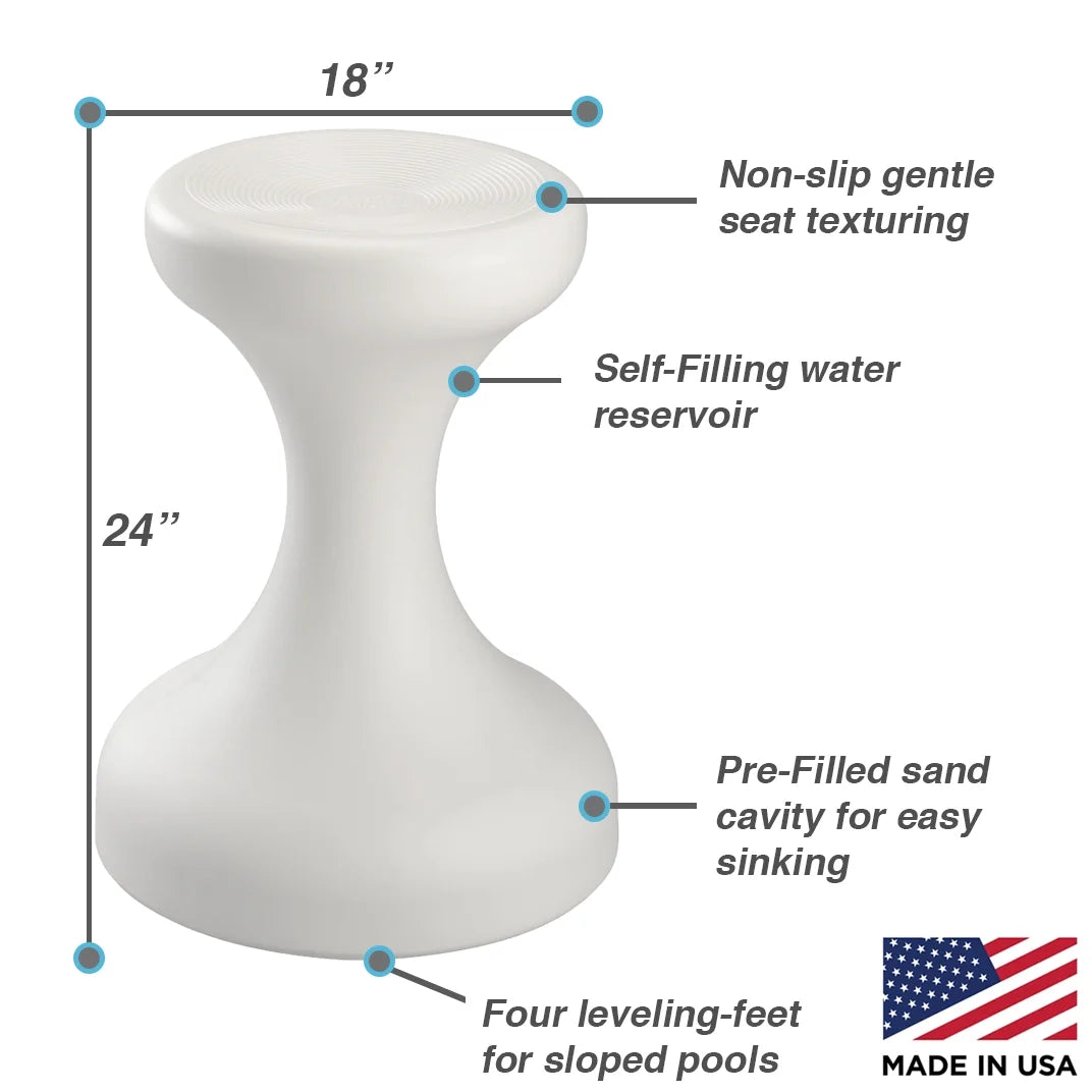 2026 NewDunn-Rite Products Made in USA Submersible Swim Up Pool Stools for Underwater Use, Bar Stool for Inside Pool and Patio Deck Seating, 24 Inch (1 Stool)