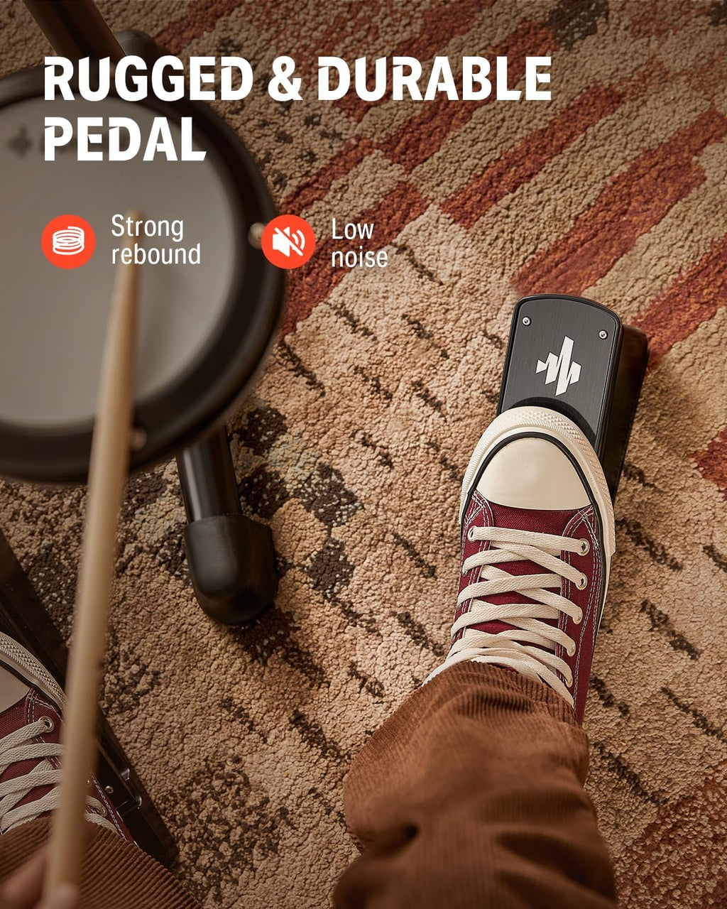 2026 DED-80 Electronic Drum Set, Electric Drum Set for Beginner with 4 Quiet Mesh Drum Pads, 2 Switch Pedal, 180+ Sounds, Throne, On-Ear Headphones, Sticks, and Lessons Included.