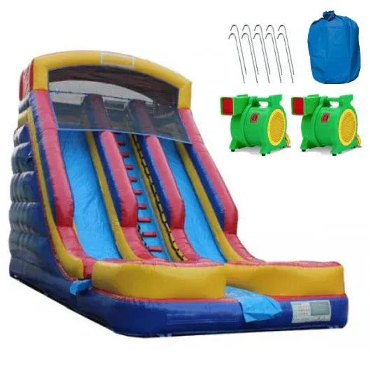 2026 New20-foot high inflatable double slide with pool and drying area