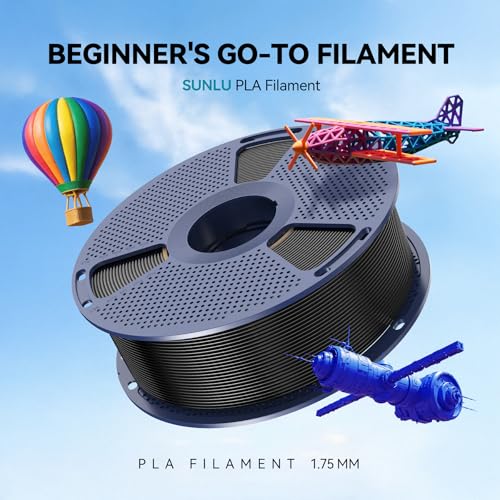 2026 SUNLU 4kg PLA 3D Printer Filament Bundle, Neatly Wound PLA Filament 1.75mm ±0.02mm, Individually Vacuum Packed, 4kg in Total, 1kg per Spool, 4 Pack, 4000g, 4Black