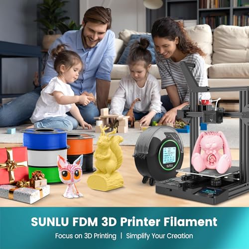 2026 SUNLU 4kg PLA 3D Printer Filament Bundle, Neatly Wound PLA Filament 1.75mm ±0.02mm, Individually Vacuum Packed, 4kg in Total, 1kg per Spool, 4 Pack, 4000g, 4Black