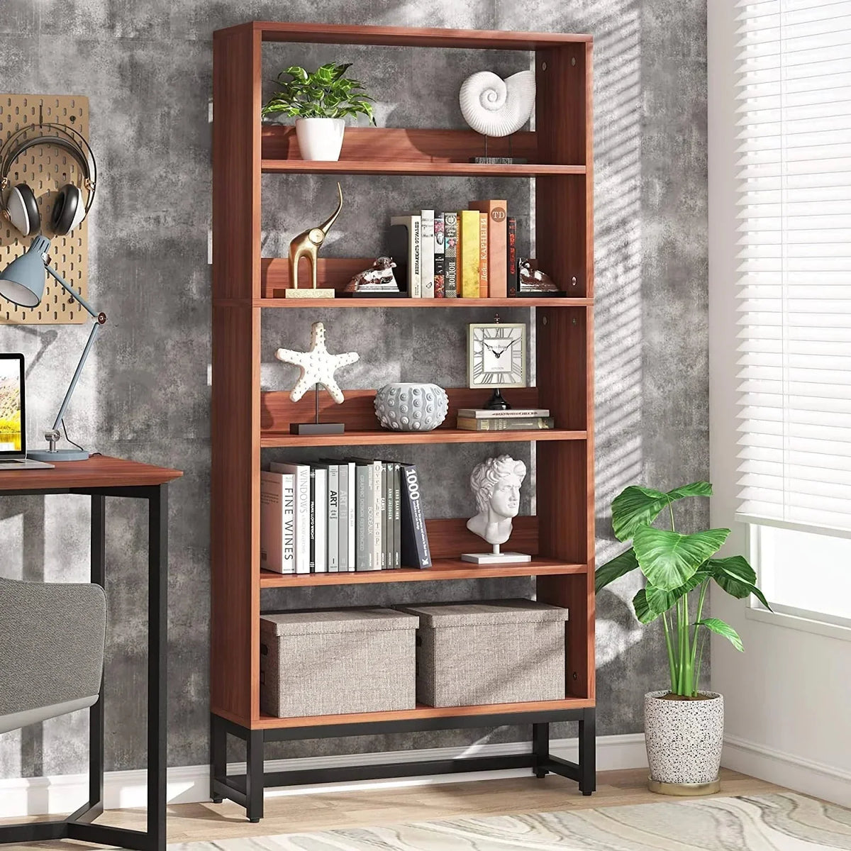 2026 70.87 Inch Tall 5-Tier Bookcase, Large Bookshelf with 31.5 Inch Wide Storage