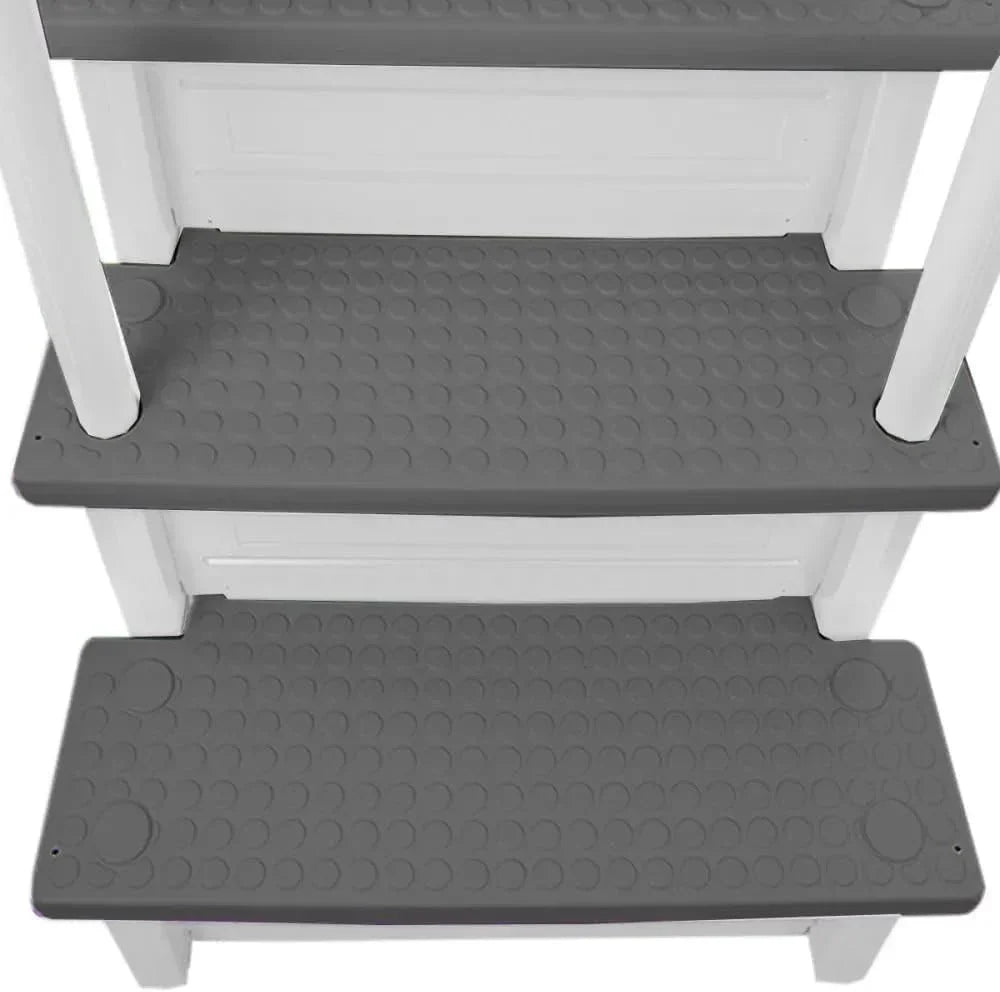 2026 NewNon-slip pool entrance steps | Gray | Suitable for above-ground pools | Can be installed on patios with a height of 122 to 137 cm | Maximum load capacity 136 kg