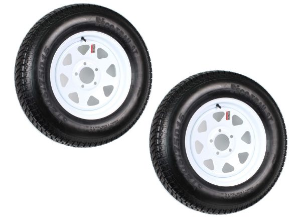 2026 2-Pack Trailer Tire On Rim ST205/75D15 205/75 D 15 in. LRC 5 Hole White Spoke