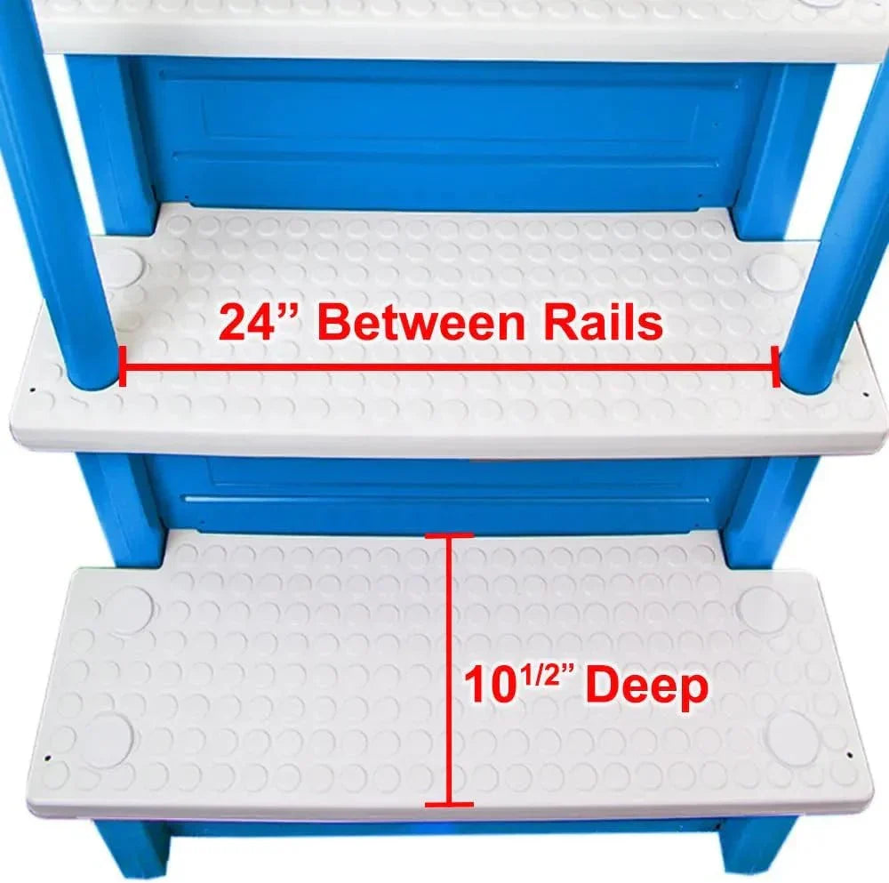 2026 NewNon-slip pool entrance steps | Gray | Suitable for above-ground pools | Can be installed on patios with a height of 122 to 137 cm | Maximum load capacity 136 kg