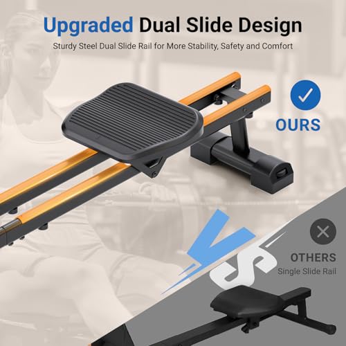2026 Rowing Machines for Home Use, Rowing Machine Magnetic Rower, Max 350 LBS, 16 Levels of Workout Resistance, Dual Slide Rail, Bluetooth App Compatible, LCD Monitor, Row Machine for Gym Exercise