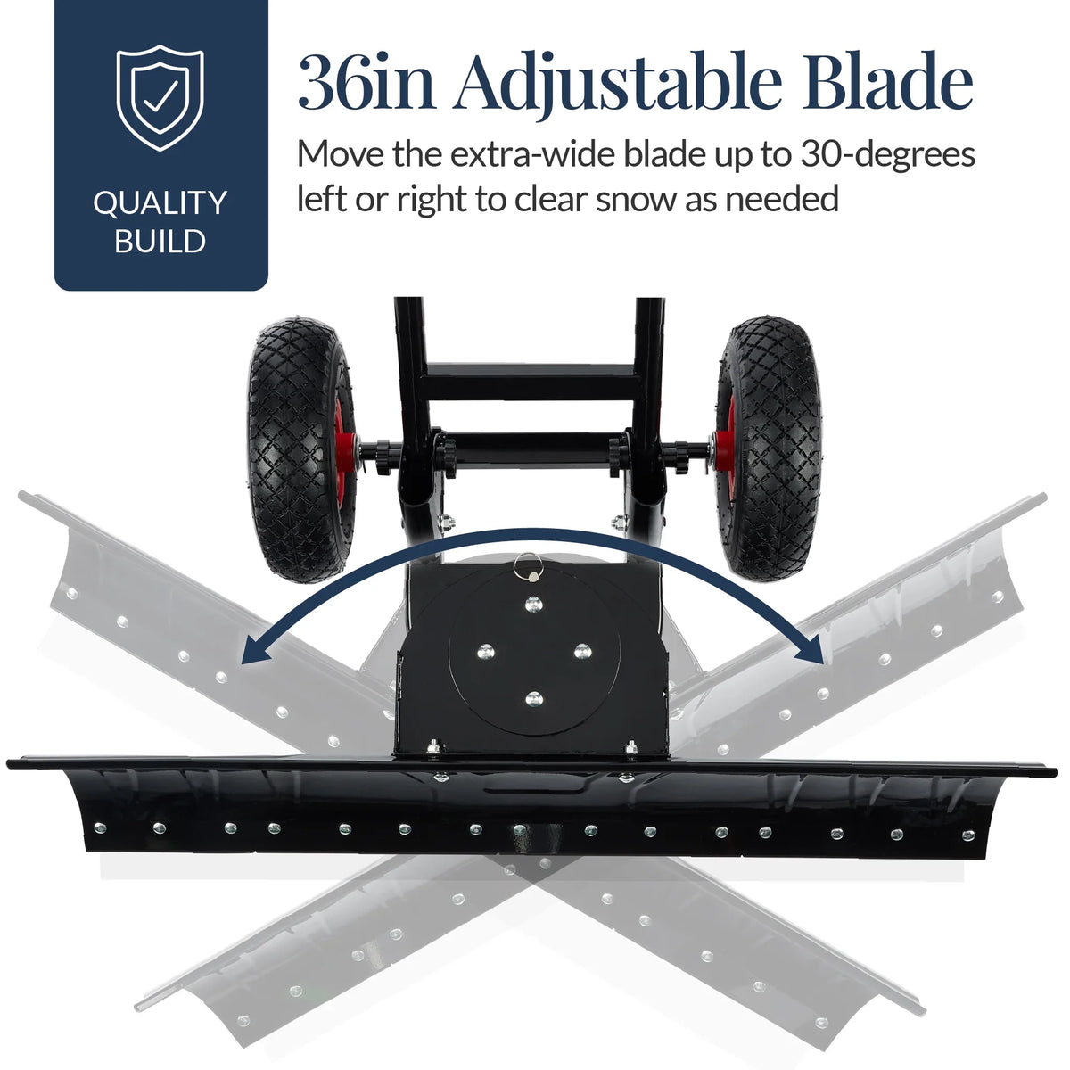 2026 NewBest Choice Products 36in Galvanized Blade Hand Snow Pusher w/ 2 Wheels, Adjustable Handle, Blade Angle - Black