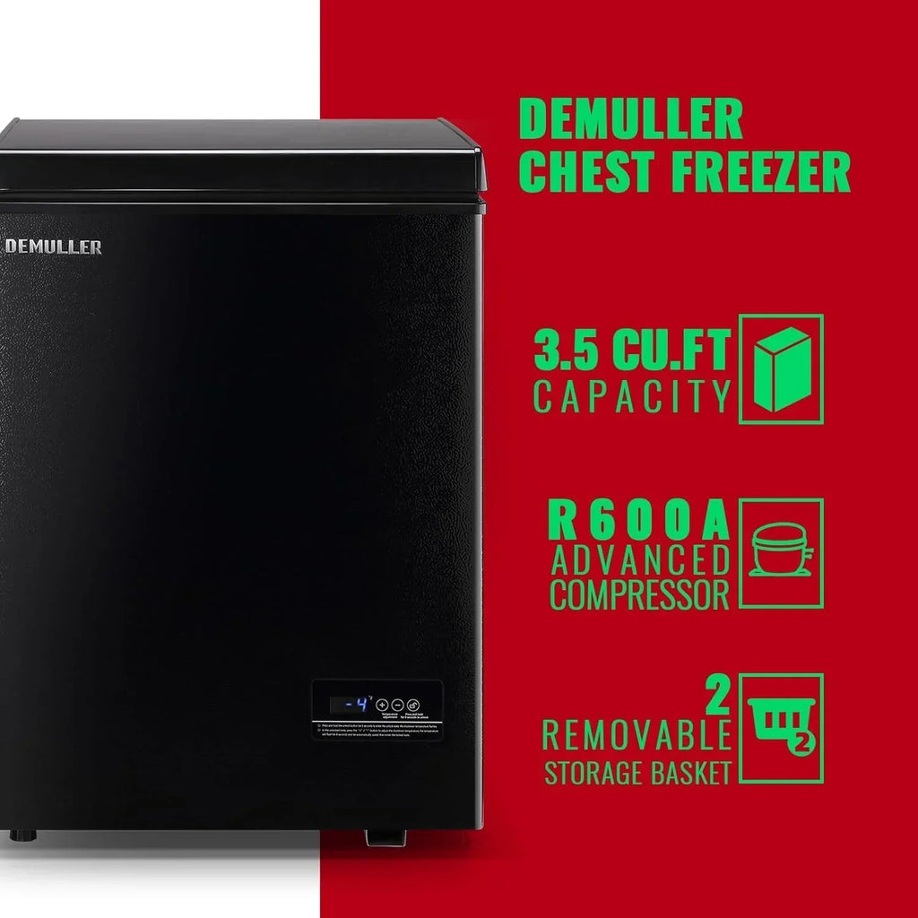2026 5.0 Cu. Ft. Chest Freezer with 2 Removable Stainless Steel Baskets, Electronic Control, 41 deg F to -15 deg F, Black