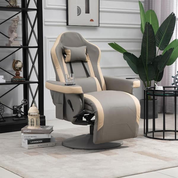 2026 Grey PU Leather Recliner ArmChair