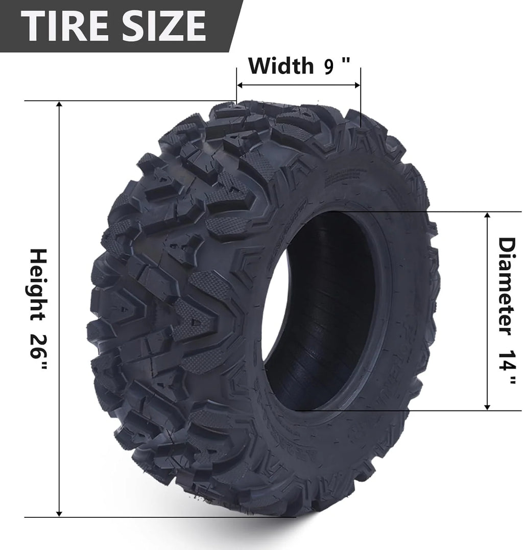 2026 26x12x12 Atv Tires, Set of 2 Atv Tires 26x12-12 6PR, All Terrain Atv/Utv Off-Road Tires, Black