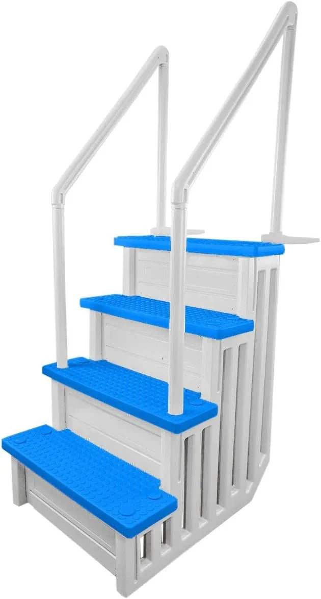 2026 NewNon-slip pool entrance steps | Gray | Suitable for above-ground pools | Can be installed on patios with a height of 122 to 137 cm | Maximum load capacity 136 kg