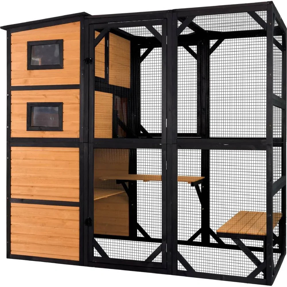 2026 Large Cat Catio, 4 Tiers, Weatherproof Roof, 70"H x 77"L