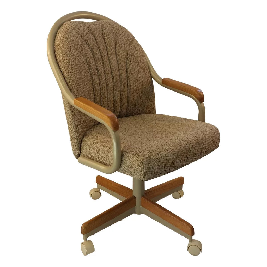 2026 Caster Chair Company Britney Swivel Tilt Caster Arm Chair in Wheat Tweed Fabric