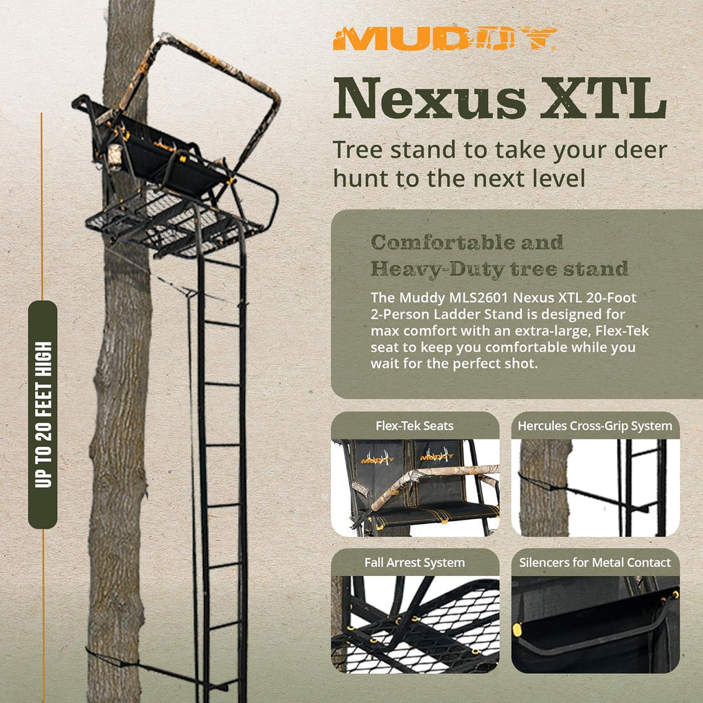 2026 Nexus XTL Ladder Tree Stand, 20ft, 500lb Capacity, 2-Person