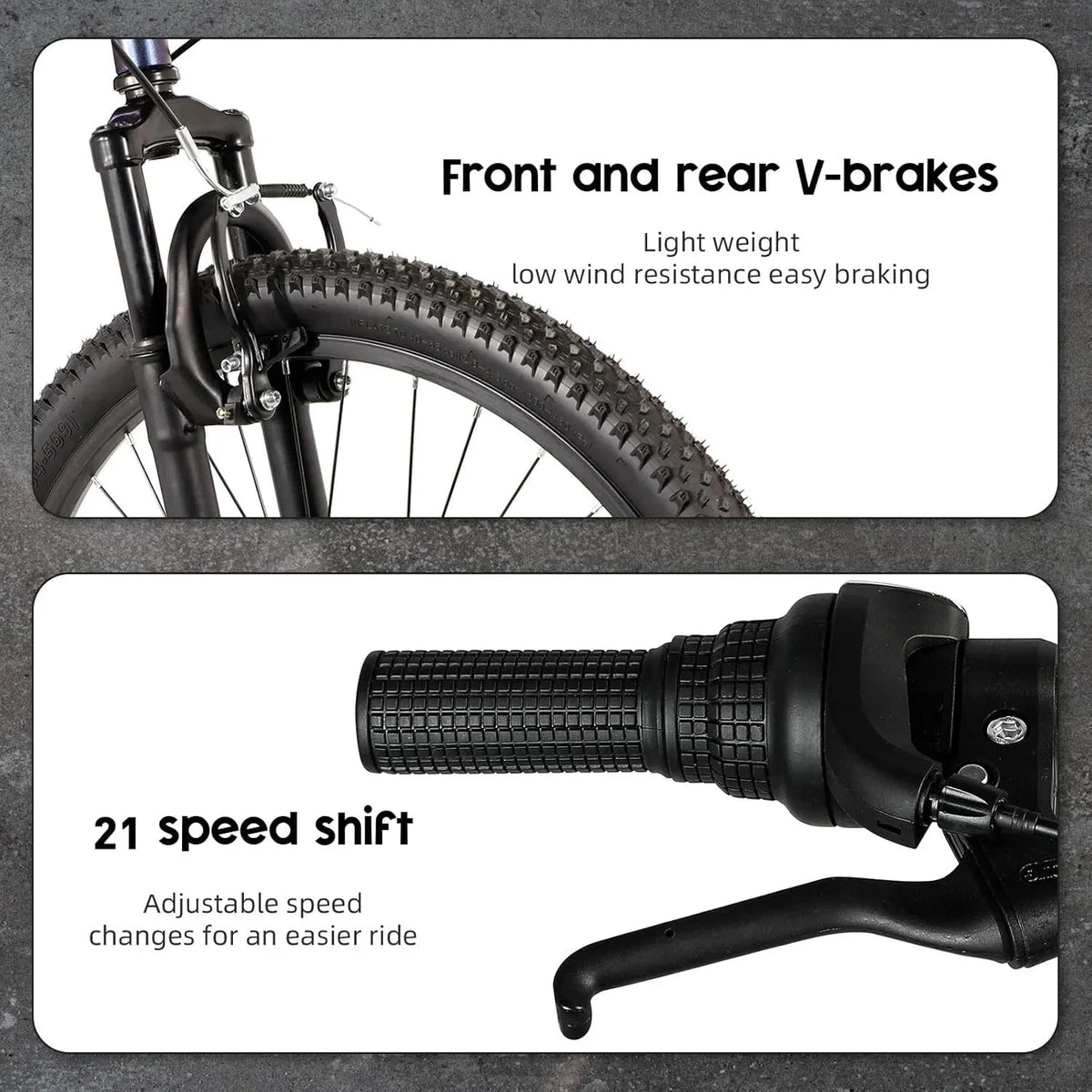 2026 NewOutroad 26 Inch Mountain Bike, 21-Speed/High-Carbon Steel/Aviation Grade Frame, Dual Disc/V Brake, Adjustable Ergonomic Seat Bycycle for Men Women Adult, Quick Assembly in 20 Minutes
