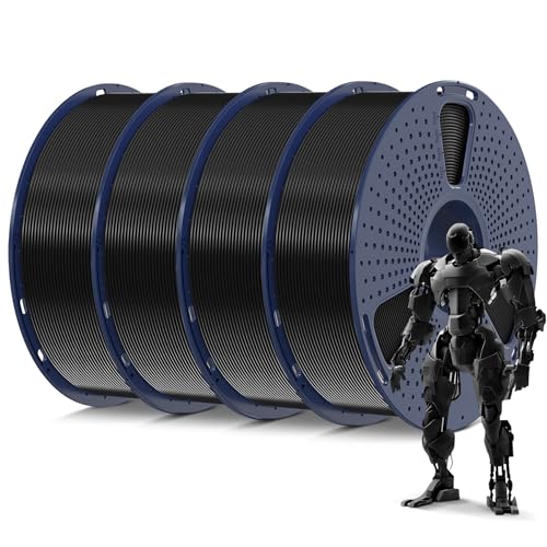 2026 SUNLU 4kg PLA 3D Printer Filament Bundle, Neatly Wound PLA Filament 1.75mm ±0.02mm, Individually Vacuum Packed, 4kg in Total, 1kg per Spool, 4 Pack, 4000g, 4Black