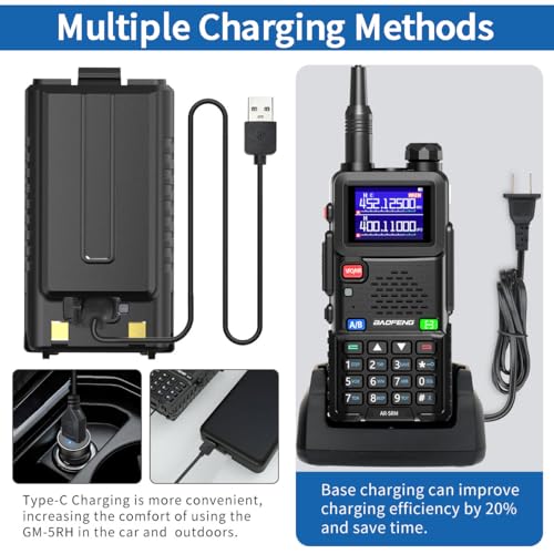 2026 Ham Radio Baofeng Radio Long Range AR-5RM 10W Handheld NOAA Emergency Weather Radio 999CH Rechargeable Walkie Talkies with Programming Cable,USB-C Charging for Survival Gear Hunting Camping,2 Pack