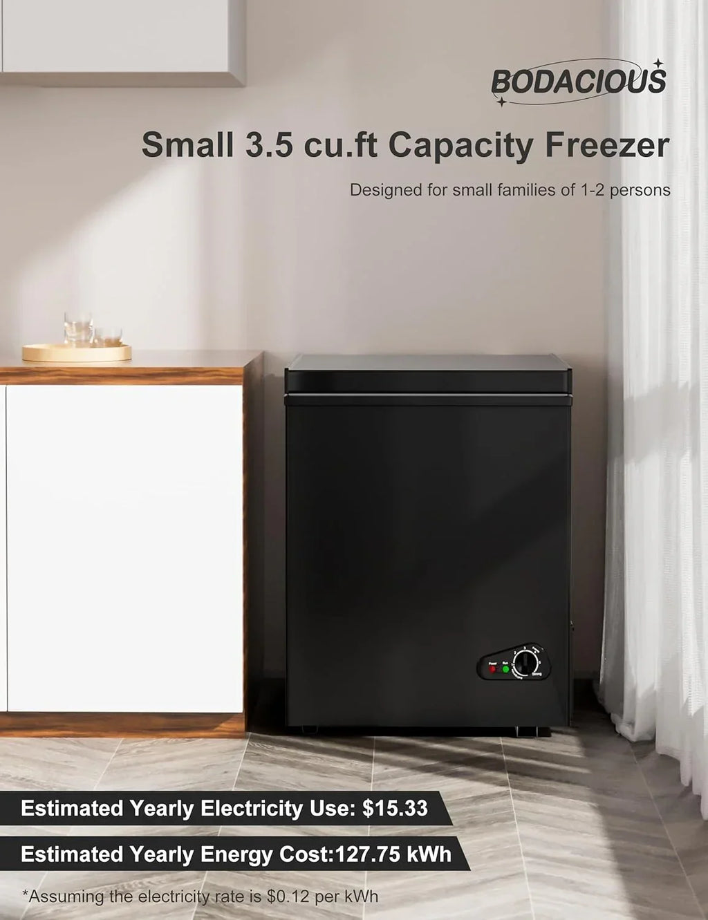 2026 7.0 Cu Ft Chest Freezer - Energy Efficient & Quiet Mini Freezer with Adjustable Thermostat - Compact Deep Freezer for Home, Apartment, and Garage - Removable Basket & Defrost Drain
