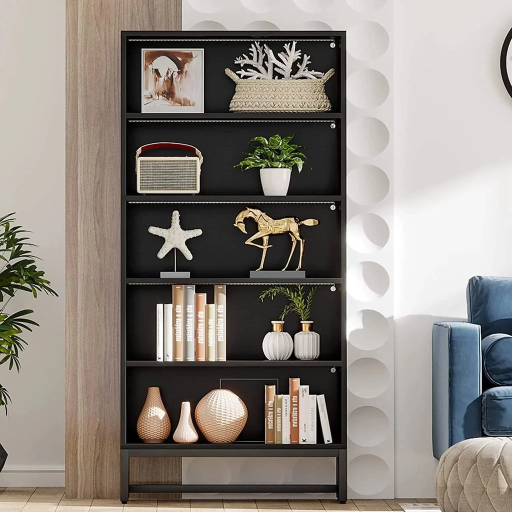 2026 70.87 Inch Tall 5-Tier Bookcase, Large Bookshelf with 31.5 Inch Wide Storage
