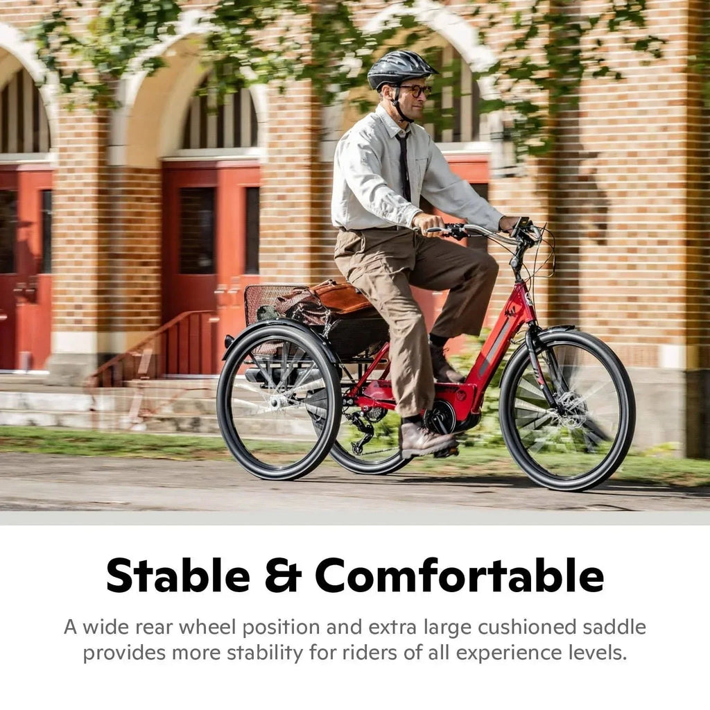 2026 New2025 Schwinn Meridian Adult Tricycle, Men's and Women's Beach Cruiser, 26-inch Wheels, Low Step-Through, Wide Saddle, Folding Rear Basket.
