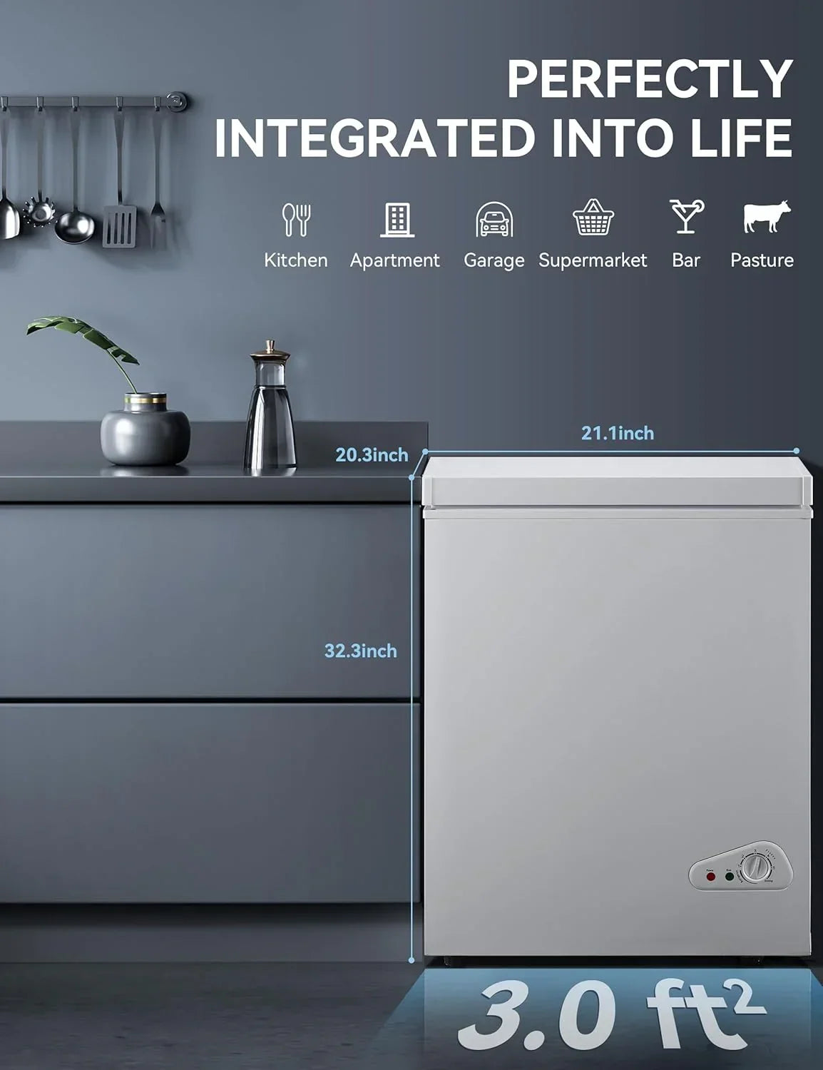 2026 7.0 Cu Ft Chest Freezer - Energy Efficient & Quiet Mini Freezer with Adjustable Thermostat - Compact Deep Freezer for Home, Apartment, and Garage - Removable Basket & Defrost Drain