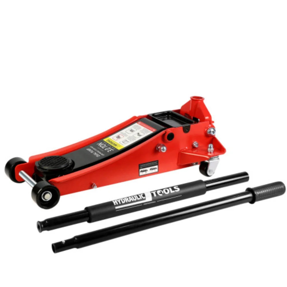 2026 3t Low Profile Jack, Red and Black, Ultra Low Floor Jack with Dual Pistons Quick Lift Pump, Car Jack Hydraulic AutoLifts for Home Garage Black+Red + Steel + 3T Dual pump + Lifting range 3.3"-19.7"