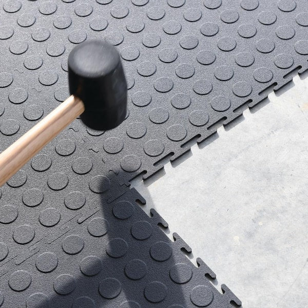 2026 Gray Raised Coin 18 in. x 18 in. x 3.1 mm Rubber Interlocking Modular Flooring Tiles, 6-Pack (13.5 sq. ft.)