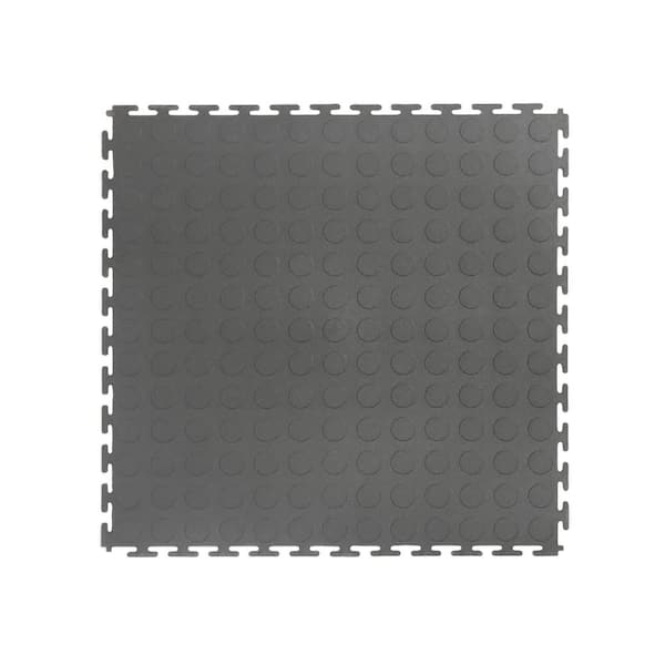2026 Gray Raised Coin 18 in. x 18 in. x 3.1 mm Rubber Interlocking Modular Flooring Tiles, 6-Pack (13.5 sq. ft.)